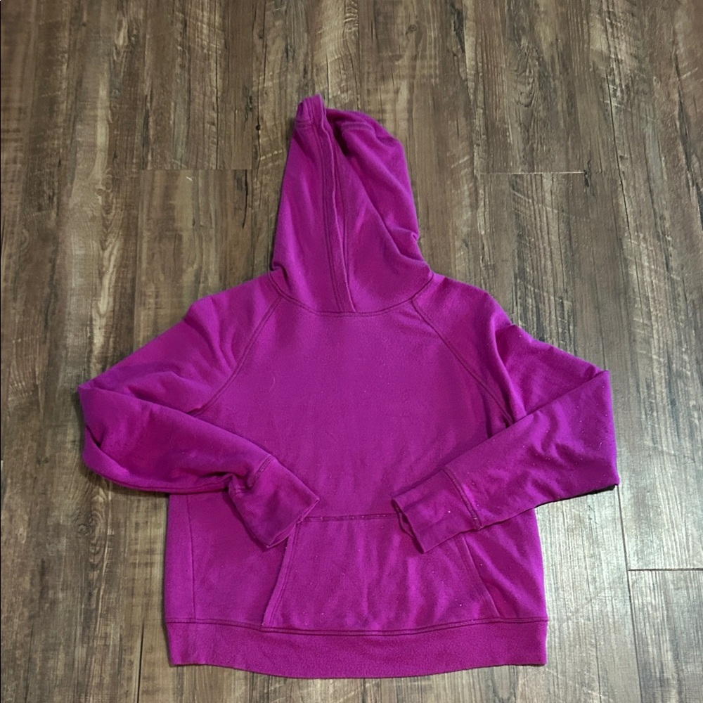 Athleta Bright Magenta Hooded Sweatshirt with tulip hem in back